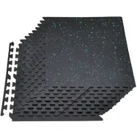 Vevor 24 x Puzzlematte Bodenschutzmatte 610 x 610 x 10 mm, Hochdichte EVA-Schaumstoffmatte, Ineinandergreifende Fitnessmatte Gymnastikmatte Sportmatte, Trainingsmatte (Schwarz) mit Blauen Punkten