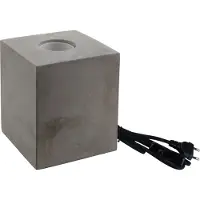 Luxula Tischleuchte, CUBE, Metall, E27, Zementoptik, Textilkabel mit Schalter