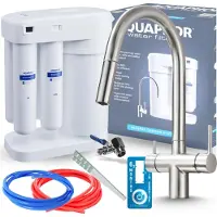 ARI Wasserfilter Set Aquafor mit 3-Wege Küchenarmatur Slender, Umkehrosmose, Edelstahl, ausziehbare Brause