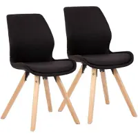 CLP Esszimmerstuhl 2er Set gepolstert Luna, moderner Polsterstuhl mit Rückenlehne schwarz Material Stoff