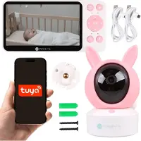 Sarcia.eu Mary's Babyfon, Kinderkamera mit Monitor, Kaninchen 2in1, Schlaflieder, WiFi TUYA, USB