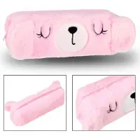 Sarcia.eu Rosa Teddybär Plüsch-Federtasche für Mädchen, mit Reißverschluss 23x8x5cm