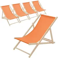 ECD-Germany 5x Liegestuhl klappbar aus Holz, Orange, bis 120kg, 3 Liegepositionen, Sonnenliege Gartenliege Relaxliege Strandliege Strandliegestuhl