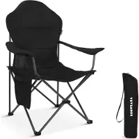 TRVLMORE Campingstuhl XXL - faltbar - 160KG Tragkraft - Inkl. Tragetasche - Klappstuhl - Angelstuhl - Campingstuhl - Klappstuhl - Schwarz