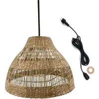 Lumisky Seegras Pendelleuchte Ethno-Stil 34 cm, IP64 spritzwassergeschützt, 5 Meter Kabel, E27