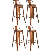 CLP Barhocker 4er Set mit Lehne im Industrial-Look Mason, mit Rückenlehne kupfer