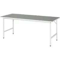 RAU Arbeitstisch, Werktisch, Linoleum Arbeitsplatte, Tragkraft 300 kg, höhenverstellbar, 850 x 2.000 x 800 mm (HxBxT), lichtgrau, Multifunktionstisch
