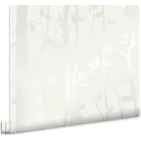 Laura Ashley Vliestapete "Cottonwood Pearlescent Weiß" botanisch glatt FSC zertifiziert, mit lebhaftem Druck, 10 Meter Länge