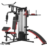BundiGlassware Mehrzweck-Trainingsstation mit 65 kg Gewichtsblock, verstellbar, fürs Heimtraining, Stahl, Kunstleder