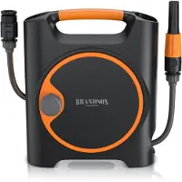 Brandson Wandschlauchbox, Schlauchaufroller, Schlauchtrommel, Set aus 10m Gartenschlauch 11 mm Ø, Spritzdüse, Wasserhahnanschluss, 1/2 Zoll Schnellkupplung