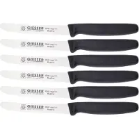 Giesser Universalmesser-Set, 6-teilig, Ideal zum Schneiden und Würfeln von Tomaten, Farbe: schwarz