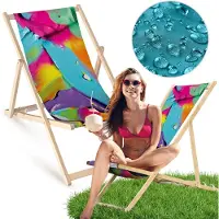 AllBags Holz Liegestuhl klappbar „Farbige Lacke“ – Gartenstuhl Relaxstuhl Sonnenliege bunt Balkon Terrasse