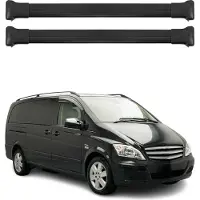 Omtec Dachträger Gepäckträger für Mercedes Vito Viano W639 Relingträger Alu Schwarz 2x