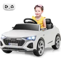 Costway Kinder Elektroauto Audi SQ8, 12V Elektrofahrzeug mit 2,4G Fernbedienung, Hupe, Scheinwerfer & Musik, 3-Gang Kinderauto für Kinder ab 3+, Weiß