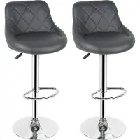 Supfine 2er Set Barhocker Barhocker Kunstleder höhenverstellbar 360°drehbar Gestell Grau