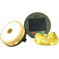 F-H-S International Solar Camping Leuchte mit Lichterkette 9,9m 8 Funkt. USB 3 Timer