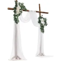 Vevor Künstlicher Hochzeitsbogen-Blumen-Set, weiß, mit 2 Blumen und 2 Vorhängen