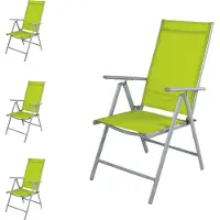 Mojawo 4 Stück Garten Klappstuhl Aluminium - Textilen Silbergrau/Lime