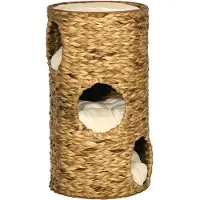 PawHut Kratztonne Höhe 73 cm Katzenturm mit 3 Ebenen, Katzenkratzbaum