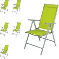 Mojawo 6 Stück Garten Klappstuhl Aluminium - Textilen Silbergrau/Lime