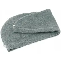 Zwoltex Turban - für die Haare - mit Knopf - für die Sauna - ägyptische Baumwolle - grau