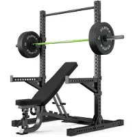 ATLETICA R7 Squat Rack | Storm Set | 223 cm Höhe | Schrägbank, Hantelstange, 70 kg Bumper Plates, Pull-Up Bar, Spotter Arms, J-Hooks inkl.