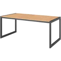 Ambia Garden Gartentisch, Natur, Schwarz, Holz, Metall, Akazie, vollmassiv, rechteckig, 180x75x90 cm, Gartenmöbel, Gartentische, Gartentische