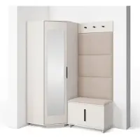 Jerpax Garderoben-Set Napoli Version 17: Eckschrank mit Polsterpaneelen, Schuhschrank und Schrankaufsatz Flur und Eingangsbereich (Cashmere/Trinity 02)