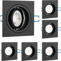 LUMILED 6x Einbaustrahler LED flach Spots GU10 inkl. 6W ersetzt 60W Halogen LED Leuchtmittel Warmweiß 3000K 580lm Einbauleuchten 230V Einbaurahmen schwarz eckig Einbauspots schwenkbar Downlight
