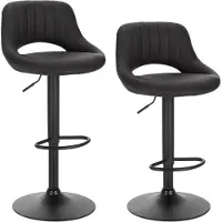 EUGAD 2er-Set Barhocker drehbar, höhenverstellbar, aus Kunstleder, Anthrazit