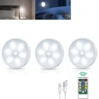 Welikera 3x Led Vitrinenbeleuchtung kabellos,USB Aufladbar LED Spots Akku mit Fernbedienung,Küchenunterbauleuchte Nachtlicht mit Bewegungsmelder,mit Timer Schrank