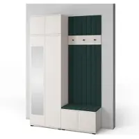 Jerpax Garderoben-Set Napoli Version 14: Kleiderschrank mit Polsterpaneelen, Schuhschrank Flur und Eingangsbereich (Cashmere/Trinity 28)