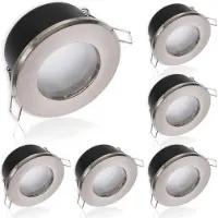 LUMILED Einbaustrahler LED Spots Badezimmer 6x Einbauleuchte Einbauspot Satin rund Aluminium IP44 inkl. 6W Leuchtmittel GU10 Warmweiß 3000K 120°