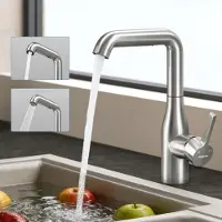 Doporro Wasserhahn Küche Hochdruck, Einhebel-Mischbatterie, Spültischarmatur 360°Schwenkbar Küchenarmatur aus Edelstahl Gebürstet silber Turnix-04