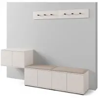 Jerpax Garderoben-Set Napoli version 8 mit Schuhregal und Polsterplatten, Ideal für Flur und Eingangsbereich (Cashmere, Trinity 03)