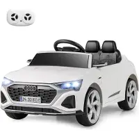 Goplus Elektroauto Kinder, lizensierter Audi SQ8, 12-V-Elektrofahrzeug mit, Musik, Hupe, Sanftanlauf & Federung, Kinderfahrzeug für Kinder ab 3 Jahren
