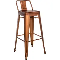 DELUKE Barhocker LEKEL - Metall Kupfer 44x43x96 cm | Barstuhl Mit Lehne Tresenhocker Tresenstuhl Kneipenhocker Kneipenstuhl