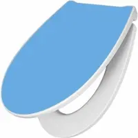Banjado Premium Toilettendeckel Mit Absenkautomatik WC-Sitz Soft Close Hygienischer Klodeckel Duroplast Mit Motiv Pastellblau