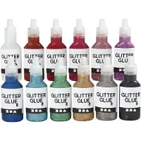 Creativ Company Glitzerkleber Set Basteln 12x25 ml