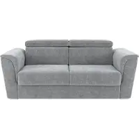 Vente-unique Schlafsofa mit Matratze 3-Sitzer - Stoff - Grau - Liegefläche mit Lattenrost mit breiten Latten 140 cm - Matratze 22 cm mit Memory Schaum - RIZORA