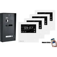 Balter EVO HD MINI Aufputz Video Türsprechanlage Schwarz Set für 1-Familienhaus 4x 4,3" WLAN Monitor