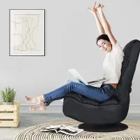 Costway Bodenstuhl 360°drehbar Bodensessel mit 5-Fach Verstellbarer Rückenlehne Bodensofa 150kg belastbar Lazy Sofa Schwarz