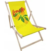 AllBags Liegestuhl klappbar aus Holz mit Zitronen-Motiv – Klappstuhl Klappliege Sonnenstuhl Strandstuhl Gartenliege