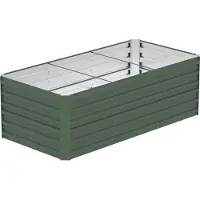 JOIEYOU 180x90x58cm Metall Blumenkübel für Hochbeete, 975L Verzinkter Stahl Gartenbeet, Rechteck Pflanzbeet zum Selber Bauen, Outdoor Pflanzkübel für Gemüse Blumen Obst Kräuter (Grün)