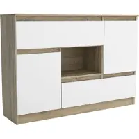 Masseno Kommode FIORENZA 120 cm Sideboard mit 2 Schubladen und 2 Türen für Wohnzimmer Schlafzimmer Modern 120x33x85 cm Sonoma Eiche / Weiß