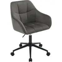 Woltu Bürohocker Homeoffice Stuhl, Schminkstuhl, höhenverstellbar, mit Armlehnen Samtsitz : Dunkelgrau+Schwarz Farbe: Dunkelgrau+Schwarz