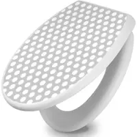 Banjado Toilettendeckel Mit Absenkautomatik WC-Sitz Soft Close Weiß Hygienischer Duroplast Leichte Montage Mit Motiv Punkte Grau