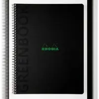 Rhodia 5x Greenbook, Notizbuch A4+ aus flexiblem recycelbarem Recyclingkarton 350 g/m2 80 Bl 4-fach gelocht, Recyclingpapier 90 g/m2 - Schwarz 119932C