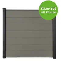 MR-Zaun Altum Komplettset mit Alu-Pfosten, Grau, 26,42 m