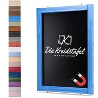 Die Kreidetafel Manufaktur Magnetische Kreidetafel - Magnettafel mit Holzrahmen / Blau 30x50cm